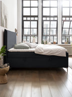 Velours Boxspringbett mit Stauraum Schwarz LONDON