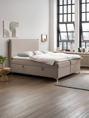 Velours Boxspringbett mit Stauraum Taupe LONDON