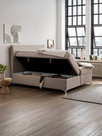 Velours Boxspringbett mit Stauraum Taupe LONDON