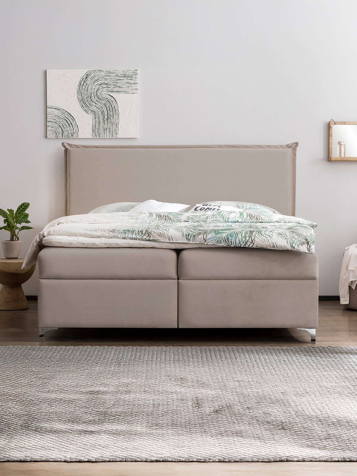 Velours Boxspringbett mit Stauraum Taupe LONDON