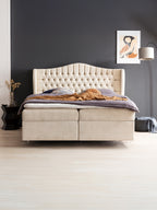 Teddy-Bouclé Boxspringbett mit Stauraum Creme MAISON