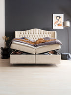 Teddy-Bouclé Boxspringbett mit Stauraum Creme MAISON