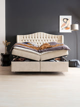 Teddy-Bouclé Boxspringbett mit Stauraum Creme MAISON