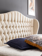 Teddy-Bouclé Boxspringbett mit Stauraum Creme MAISON