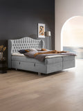 Teddy-Bouclé Boxspringbett mit Stauraum Grau MAISON