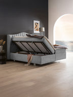 Teddy-Bouclé Boxspringbett mit Stauraum Grau MAISON