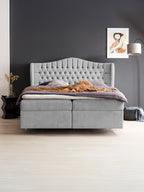 Teddy-Bouclé Boxspringbett mit Stauraum Grau MAISON