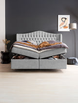 Teddy-Bouclé Boxspringbett mit Stauraum Grau MAISON
