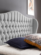 Teddy-Bouclé Boxspringbett mit Stauraum Grau MAISON