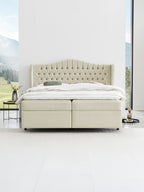 Velours Boxspringbett mit Stauraum Creme MAISON