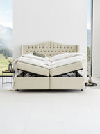 Velours Boxspringbett mit Stauraum Creme MAISON