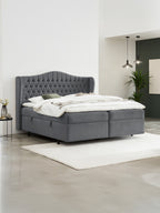 Velours Boxspringbett mit Stauraum Dunkelgrau MAISON