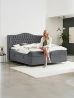Velours Boxspringbett mit Stauraum Dunkelgrau MAISON