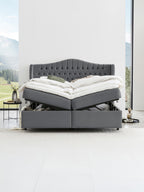 Velours Boxspringbett mit Stauraum Dunkelgrau MAISON