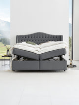 Velours Boxspringbett mit Stauraum Dunkelgrau MAISON