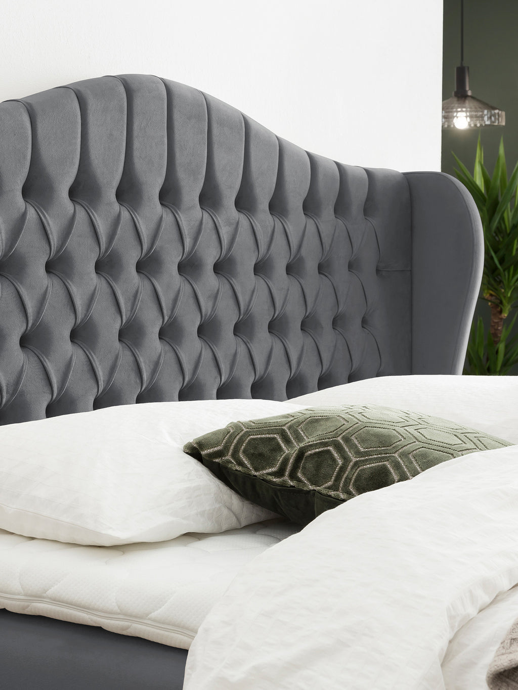 Velours Boxspringbett mit Stauraum Dunkelgrau MAISON