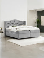 Velours Boxspringbett mit Stauraum Grau MAISON