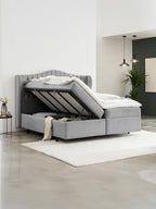 Velours Boxspringbett mit Stauraum Grau MAISON