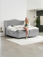 Velours Boxspringbett mit Stauraum Grau MAISON
