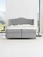 Velours Boxspringbett mit Stauraum Grau MAISON