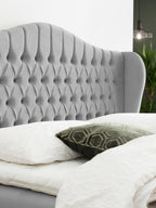 Velours Boxspringbett mit Stauraum Grau MAISON