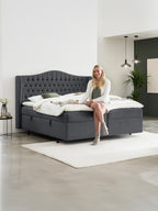 Velours Boxspringbett mit Stauraum Schwarz MAISON
