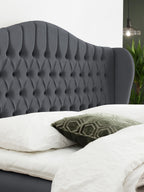 Velours Boxspringbett mit Stauraum Schwarz MAISON
