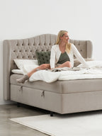 Velours Boxspringbett mit Stauraum Taupe MAISON