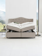 Velours Boxspringbett mit Stauraum Taupe MAISON