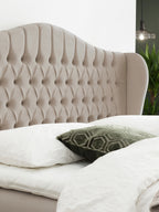Velours Boxspringbett mit Stauraum Taupe MAISON