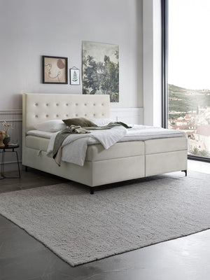 Velours Boxspringbett mit Stauraum Creme MILANO