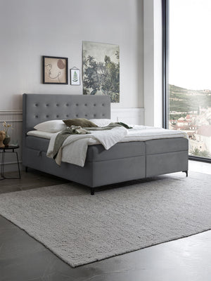 Velours Boxspringbett mit Stauraum Dunkelgrau MILANO