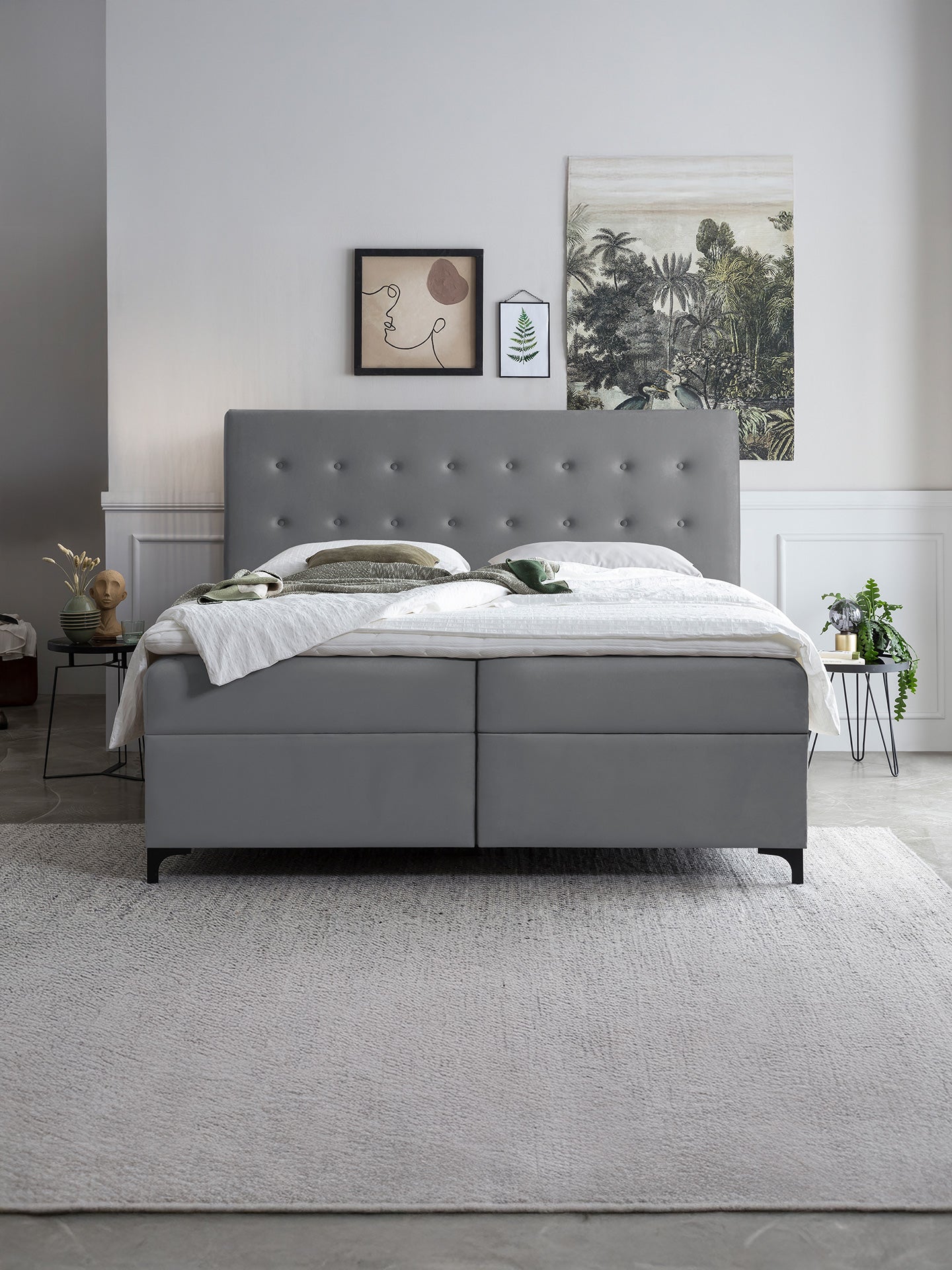 Velours Boxspringbett mit Stauraum Dunkelgrau MILANO