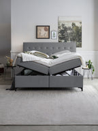 Velours Boxspringbett mit Stauraum Dunkelgrau MILANO