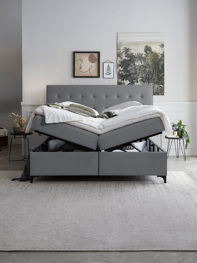 Velours Boxspringbett mit Stauraum Dunkelgrau MILANO