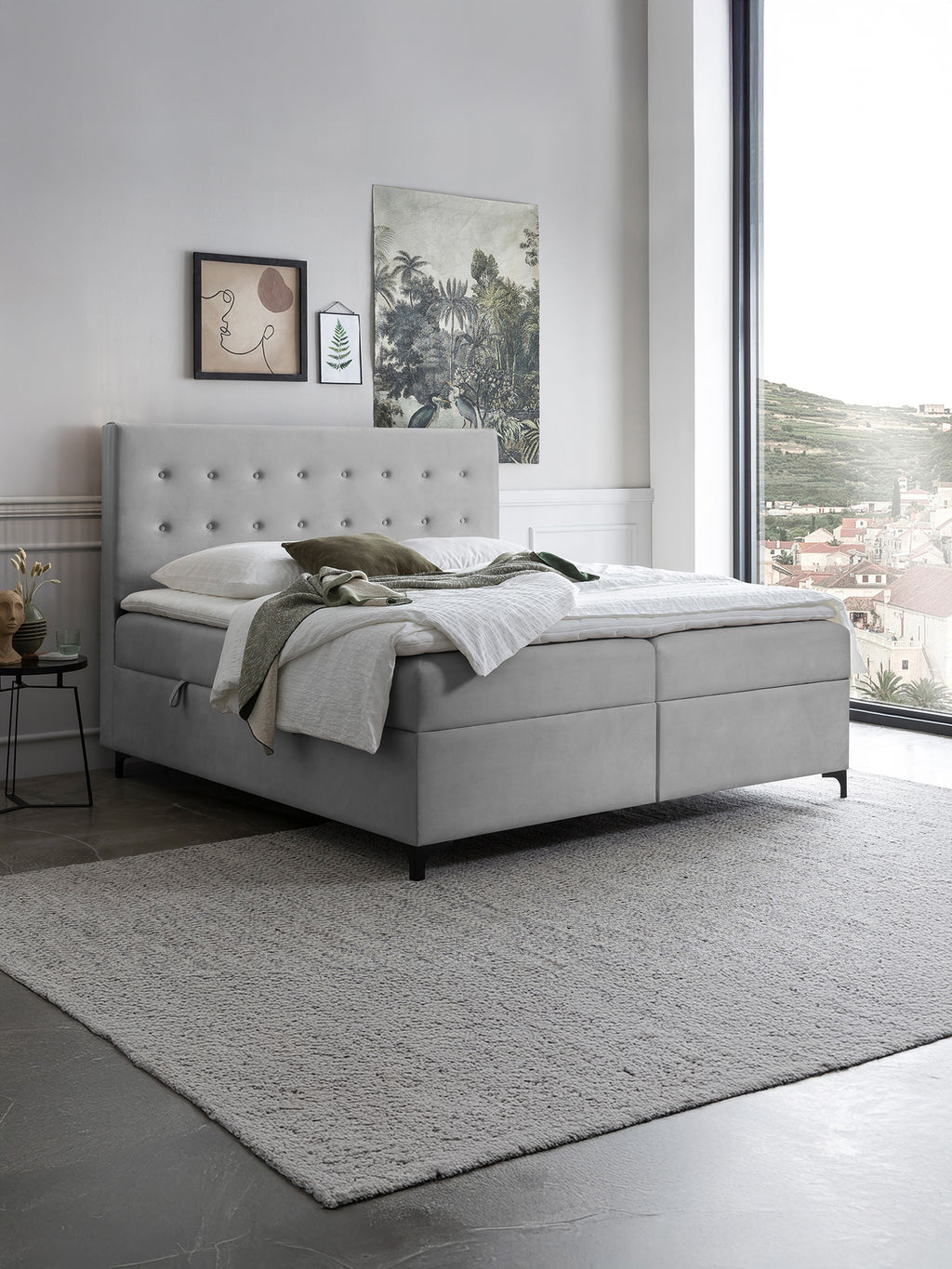 Velours Boxspringbett mit Stauraum Grau MILANO