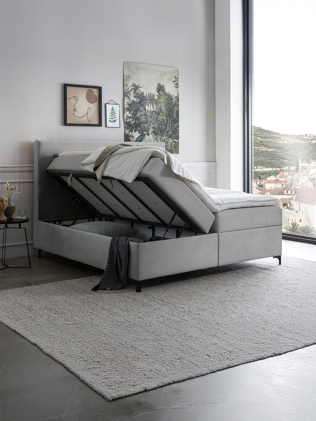 Velours Boxspringbett mit Stauraum Grau MILANO