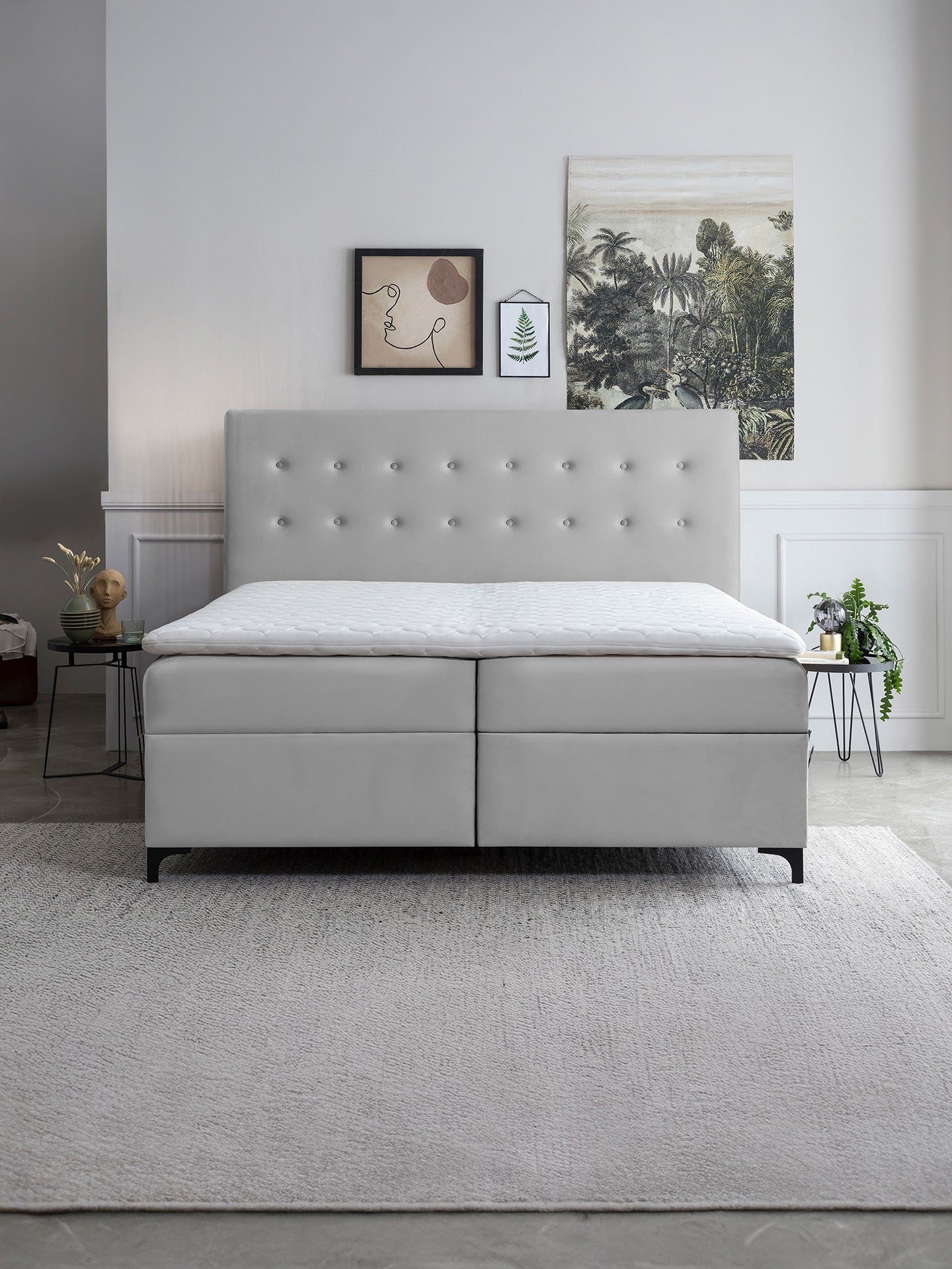 Velours Boxspringbett mit Stauraum Grau MILANO