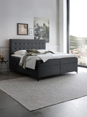 Velours Boxspringbett mit Stauraum Schwarz MILANO