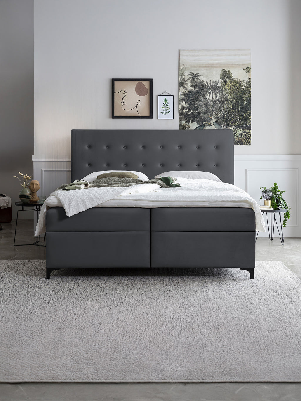 Velours Boxspringbett mit Stauraum Schwarz MILANO