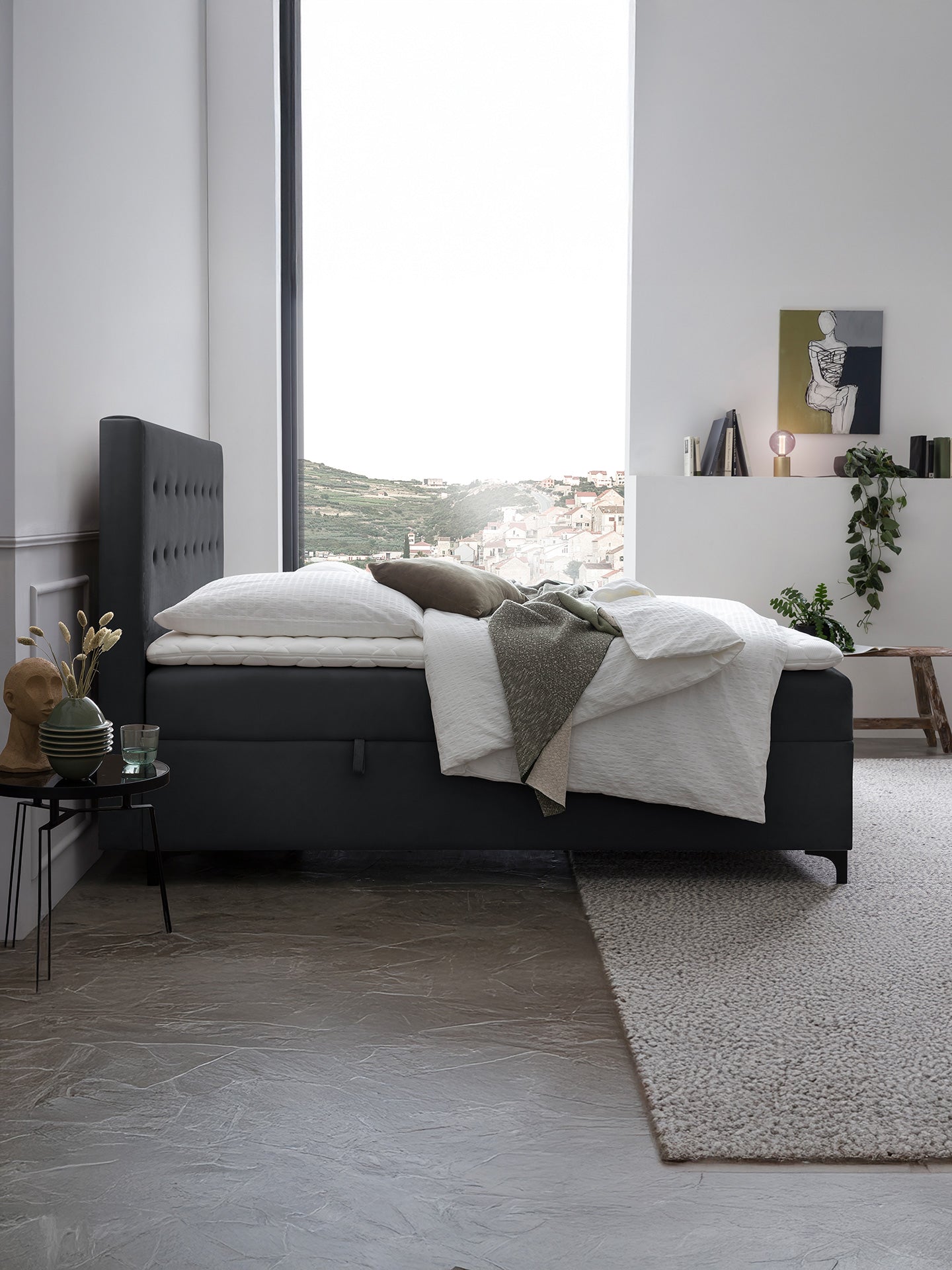 Velours Boxspringbett mit Stauraum Schwarz MILANO