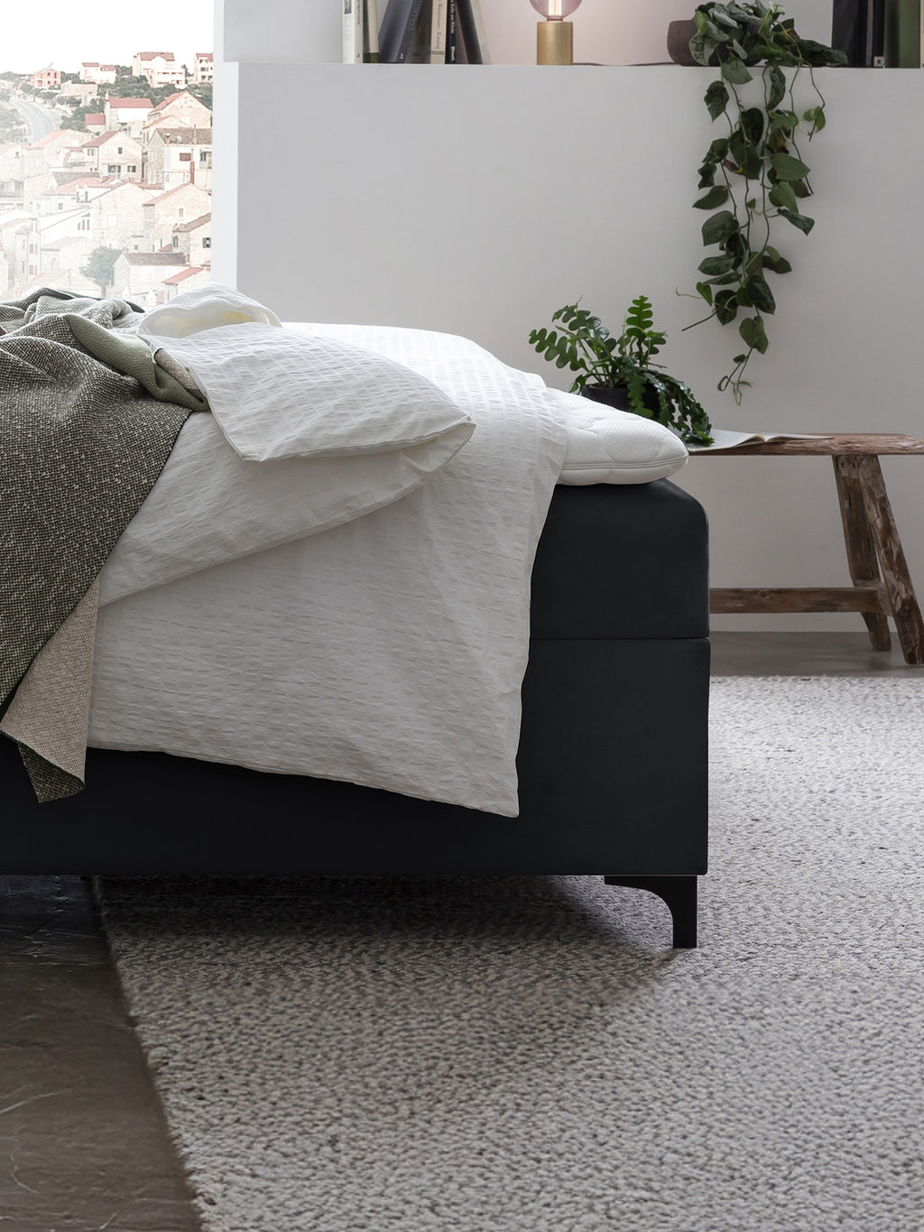 Velours Boxspringbett mit Stauraum Schwarz MILANO