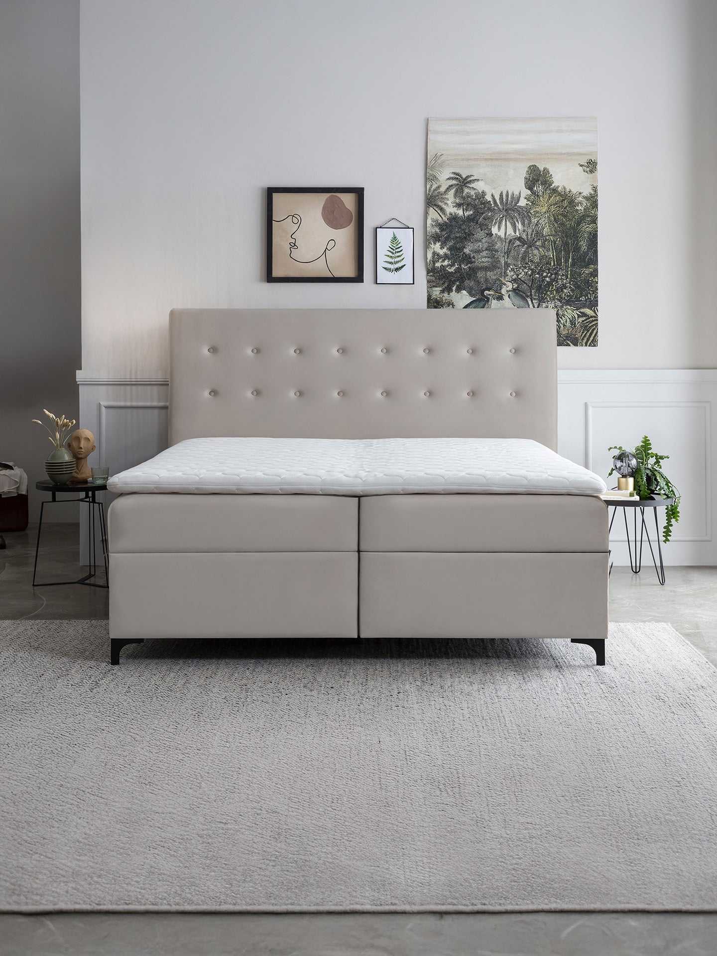 Velours Boxspringbett mit Stauraum Taupe MILANO