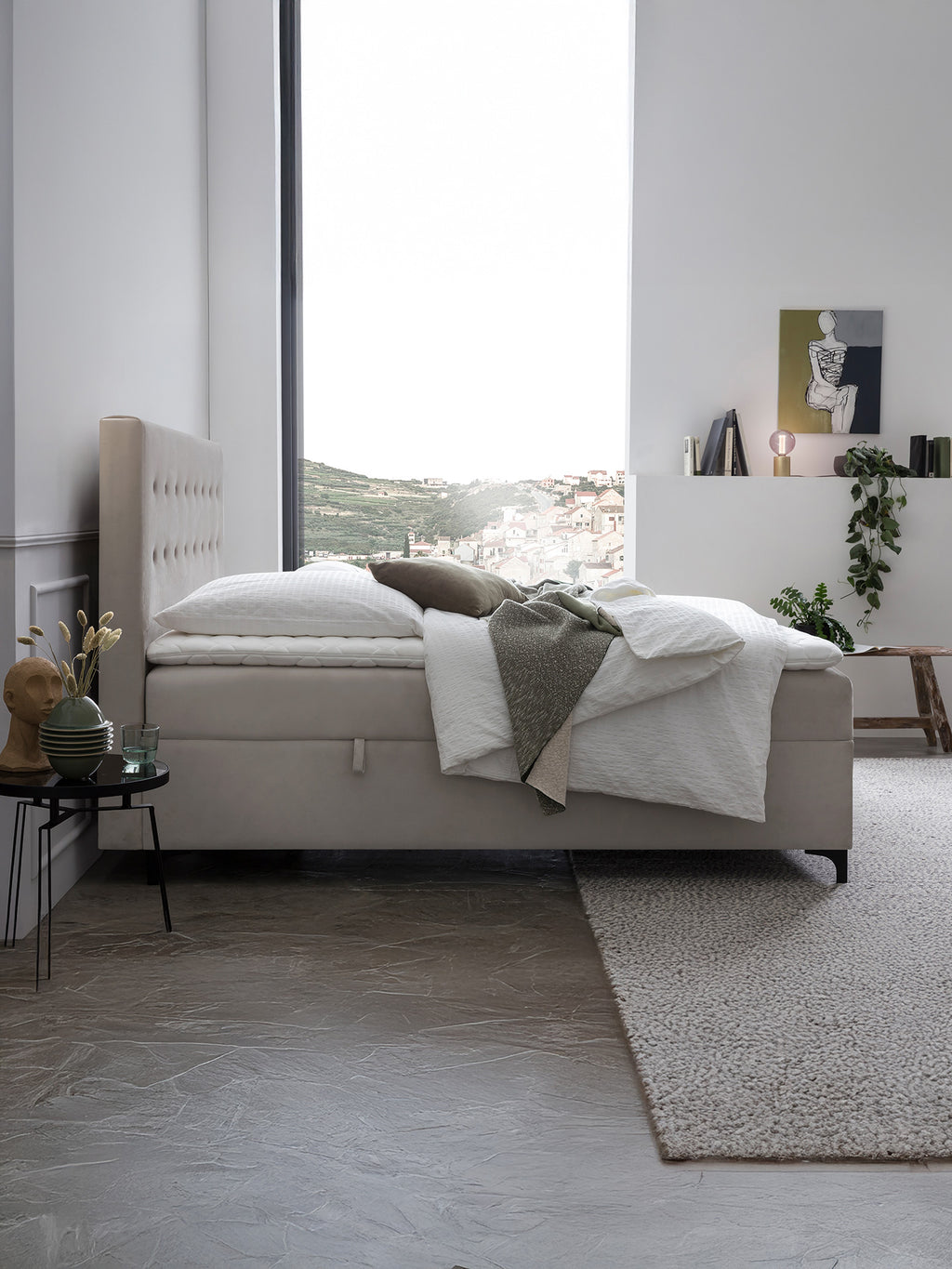 Velours Boxspringbett mit Stauraum Taupe MILANO