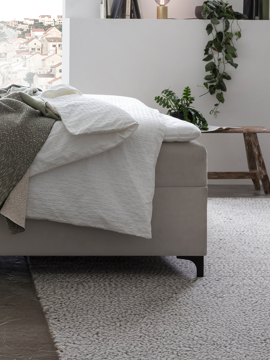 Velours Boxspringbett mit Stauraum Taupe MILANO