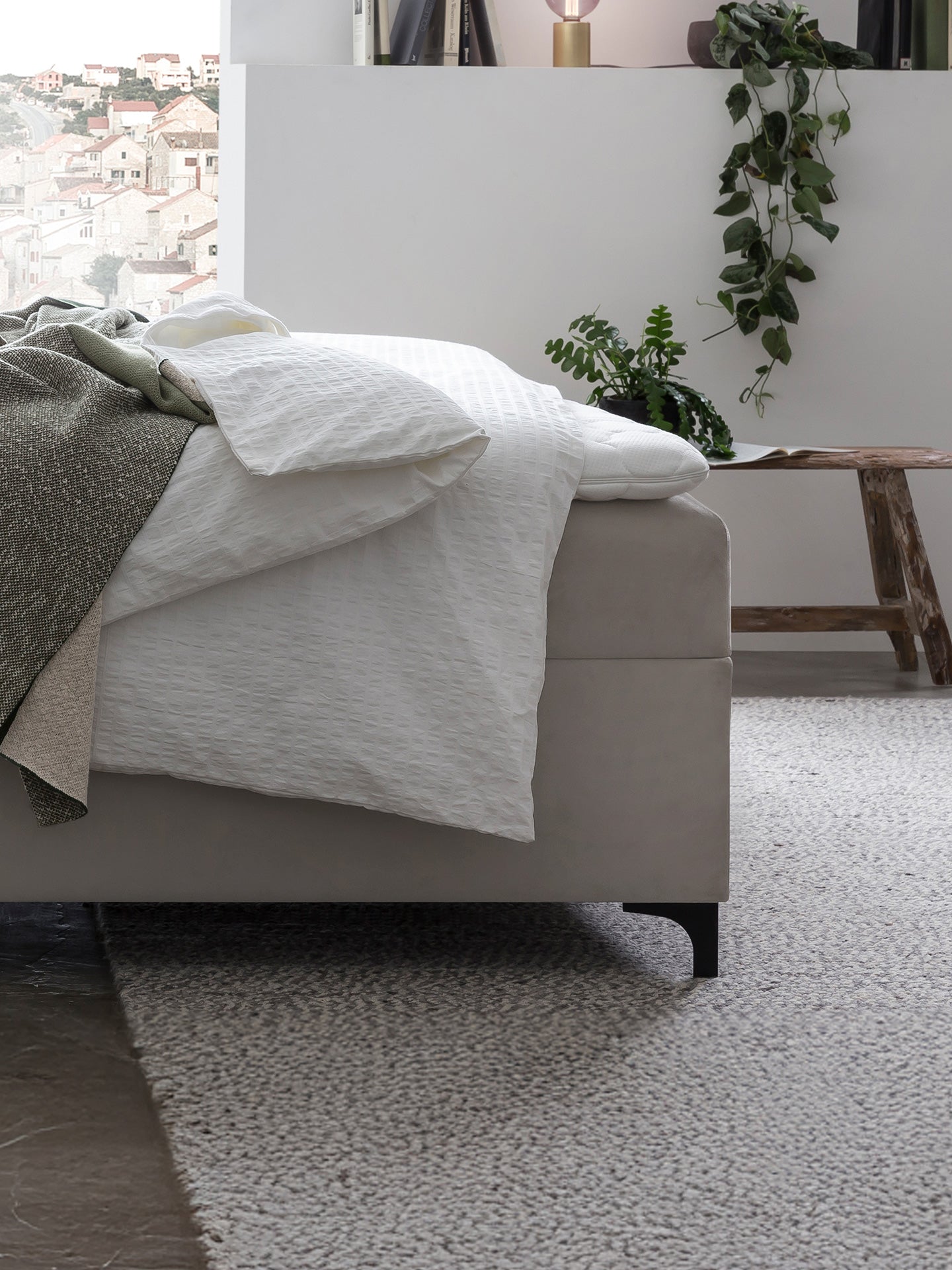 Velours Boxspringbett mit Stauraum Taupe MILANO