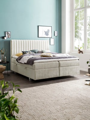 Samt Boxspringbett mit Stauraum Creme PARIS