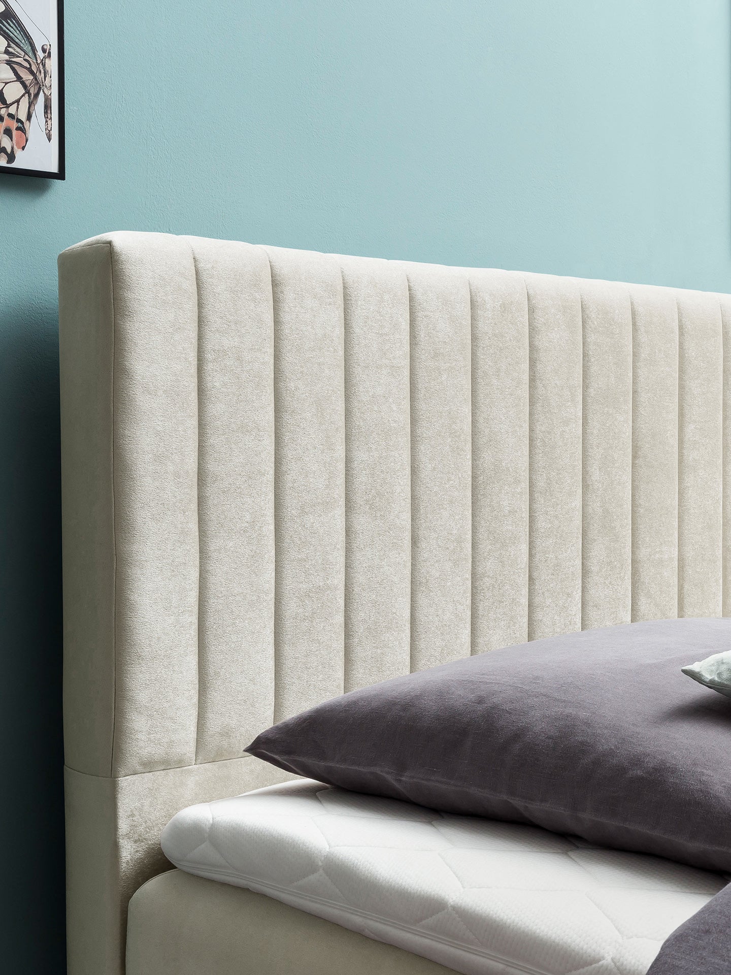 Samt Boxspringbett mit Stauraum Creme PARIS