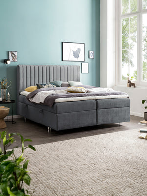 Samt Boxspringbett mit Stauraum Dunkelgrau PARIS