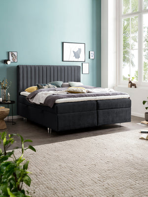 Samt Boxspringbett mit Stauraum Schwarz PARIS